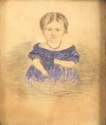 American School 19th Century Miniature Portrait of a Child wearing a Blue Dress