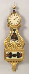 FederalStyle Mahogany and Gilt Gesso Lyre Banjo Timepiece