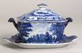 Blue Transfer Decorated Tureen with a Cover and an Undertray