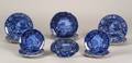 Sixteen Blue Transfer Decorated Staffordshire Plates