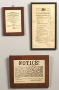 Three Framed Printed Broadsides