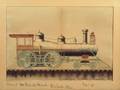 American School 19th Century School Boy Watercolor Portrait of a Locomotive
