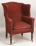 Federal Mahogany and Maple Upholstered Easy Chair