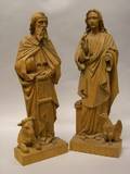 Pair of Oak Figural Carvings