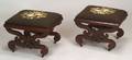 Pair of Carved Curule Mahogany Stools