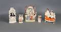 Five Staffordshire figures