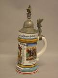 1902 German Military Commemorative Handpainted Porcelain Lithophane Stein
