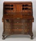 Rococostyle Marquetry Walnut Serpentine Slantlid Desk