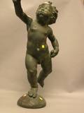 Painted Plaster Putti Figure