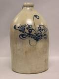 Cobalt Floral Decorated ThreeGallon Stoneware Jug