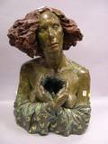 Large Surrealist Female Bronze Bust