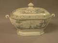 English GrayBlue Transfer Decorated Staffordshire Covered Soup Tureen