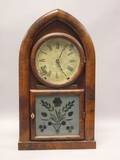 Brewster  Ingrahams Mahogany Beehive Shelf Clock with Etched Tablet