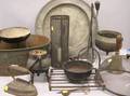 Fourteen Assorted Cast Wrought Iron and Metal Domestic Items