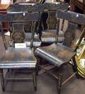 Set of Five Black Painted and Stencil Decorated Side Chairs
