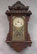Waterbury Watch  Clock Co Eclipse Walnut Gingerbread Wall Calendar Clock