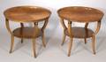 Pair of Charak Furniture Neoclassical Giltmetal Mounted PartEbonized Fruitwood Dishtop Tables with paper label no 4857 1957