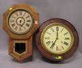 Ansonia Octagonal Wall Regulator Timepiece and a Circular Molded Pine Cased Wall Clock