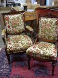 Two Renaissance Revival Upholstered Carved Walnut Parlor Chairs