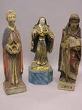 Three Polychrome Gesso and Carved Wood Santos Figures
