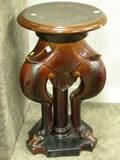 Brown Glazed Ceramic Pedestal with Hoofed Feet