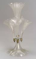 Silver Plate and Iridescent Glass Epergne