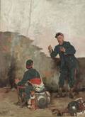 Attributed to Marius Roy French b 1833 Soldiers at Camp