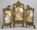 Bronze Mounted Enamel TriPanel Table Screen