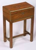Victorian Brass Inlaid Walnut Lap Desk on Stand