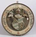 Mediaevalstyle Carved and Painted Wood Coat of Arms Wall Plaque