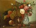 Attributed to Henri Robbe Belgian 18071899 Still Life with Fruit and Flowers