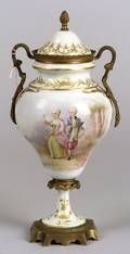 Gilt Metal Mounted Sevresstyle Porcelain Vase and Cover