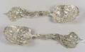 Pair of Pierced and Etched Sterling Bonbon Scoops