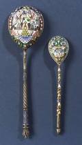 Russian Silver and Enamel Tablespoon