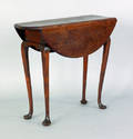 New England Queen Anne walnut and sycamore diminutive drop leaf table ca 1760