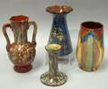 Aller Vale Huacco Marble Candlestick a Watcombe Spatter Glazed TwoHandled Vase and Drip Glazed Vase and a Daison Fruit Branch Decora