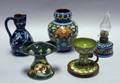 Aller Vale D1 Pattern Vase Small Oil Lamp Scrolls Candlestick Scrolls Twist Jug and a Torquay Scrolls Folded Rim Vase