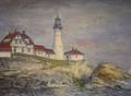 Framed Oil Marine Scene with a Lighthouse