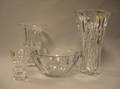 Two Baccarat Colorless Glass Vases a Colorless HeavyWalled Glass Vase and a Riedel Colorless Glass Bowl