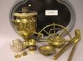 Group of Decorative Brass and Metal Table Items Hardware and Accessories