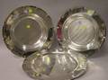 Pair of WilliamDirk Van Erp Hammered Silver Plated Center Bowls and a Tray