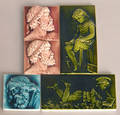 Five art potter portrait tiles