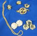 Group of Jewelry including Earrings Chain Rings and Pin