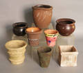 Eight redware crocksflowerpots