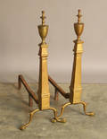 Pair of Federal style brass andirons