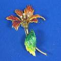 18kt Gold Enamel and Diamond Flower Pin