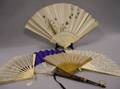 Six Assorted Hand Fans of Carved Ivory Bakelite MotherofPearl and Tshell