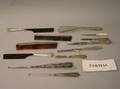 Collection of Sterling Silver Silver Plated and Assorted Dresser Combs Button Hooks Nail Files and Wooden Curling Clips