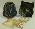 Four Art Deco Beaded and Painted Metal Mesh Bags
