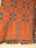 Blue and Red Cotton Jacquard Woven Coverlet